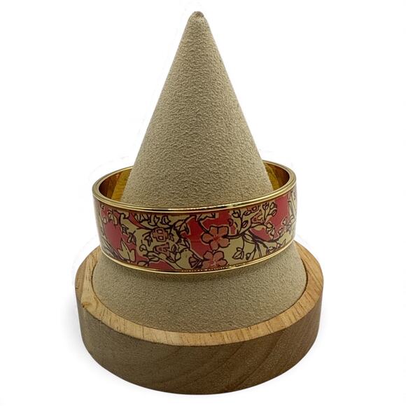 Lilly Pulitzer Gold-tone and Pink Floral Enamel Bangle Bracelet - Picture 5 of 5